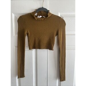 Out From Under Urban Outfitters Womens XS Brown Crop Long Sleeve